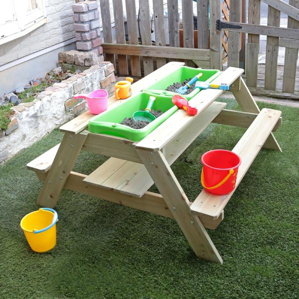 テーブル 屋外用 子供用 子ども用 ガーデンテーブル 天然木 杉 ウッドテーブル 砂場 すなば 遊具 おもちゃ 庭 ガーデニング 大型 テーブル