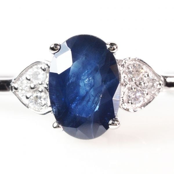 天然石 ダイヤモンド サファイア リング 指輪 刻印有 数量限定 18金 WG 74