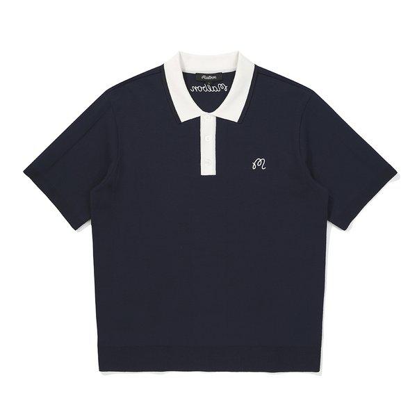 [マルボン公式] エッセンシャル半袖ポロニットTシャツ NAVY (MAN)