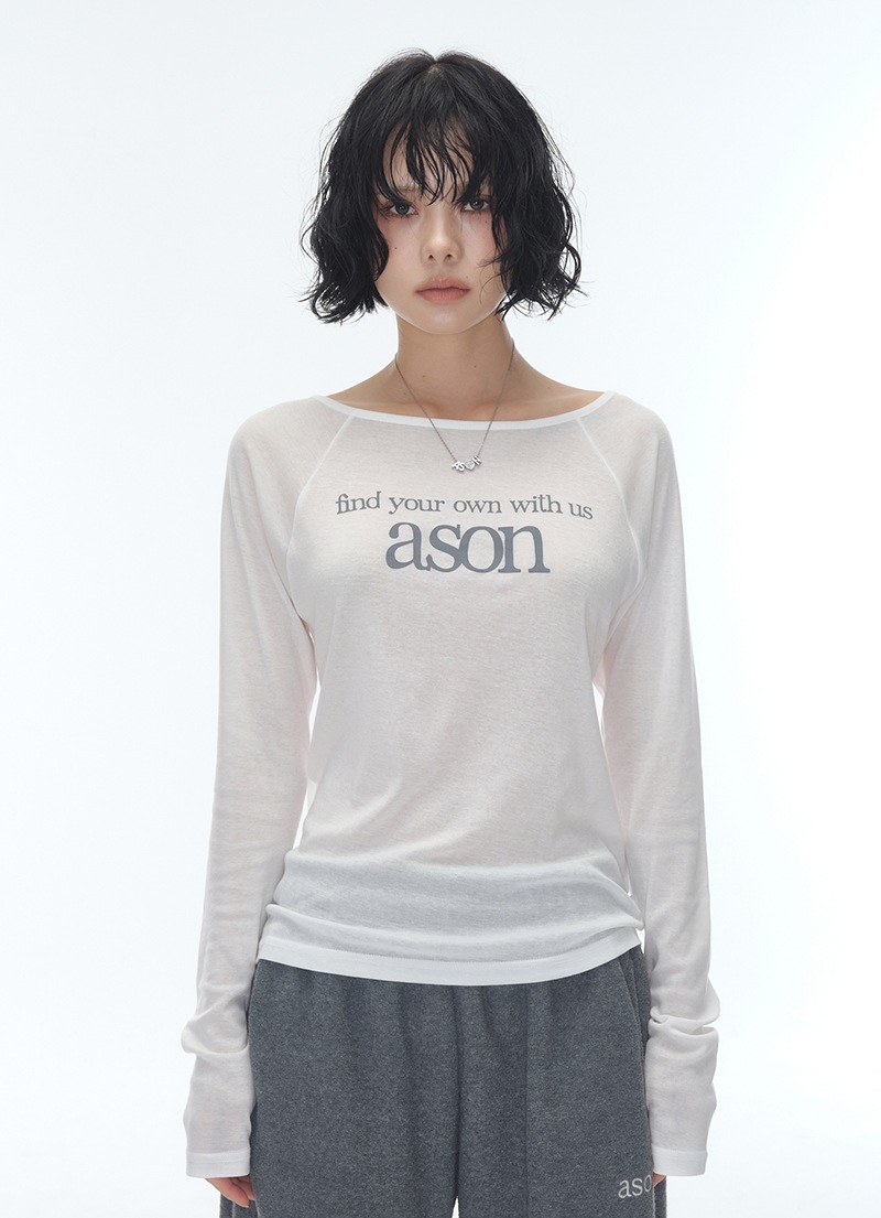 【AS"ON】 6WOL 5IL SUNCHABAESONG LETTERING LONG SLEEVE / WHITE 正規品
