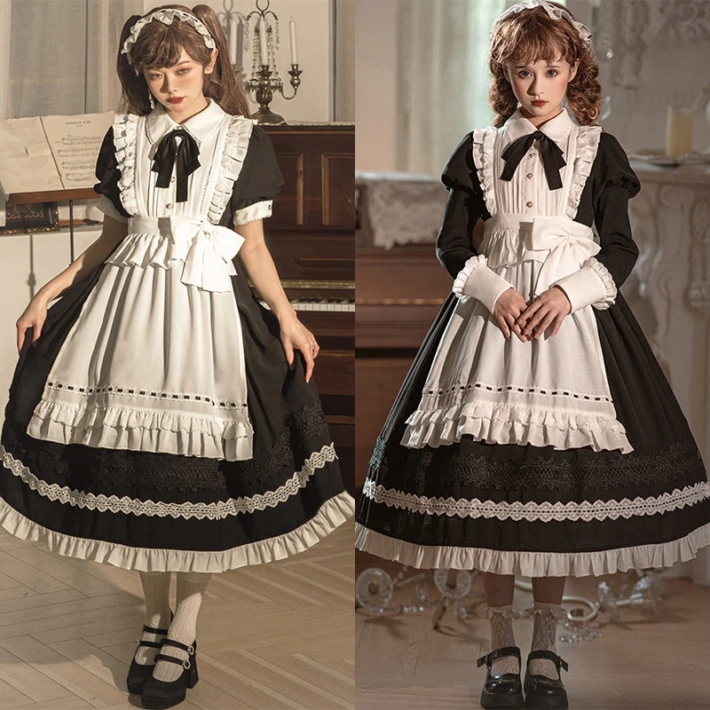 ロリータワンピース ドレス ゴシック 宮廷 パフスリーブ メイド服 コスプレ ワンピース ロリータ コスム 母の日 プレゼント