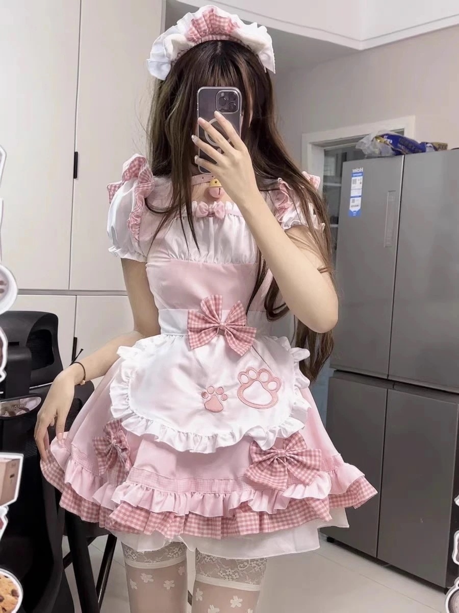 メイド服 コスプレかわいいコスプレワンピース二次元日系猫のオーバーサイズメイド衣装レディース ドレス 韓国ファッション ハロウイン