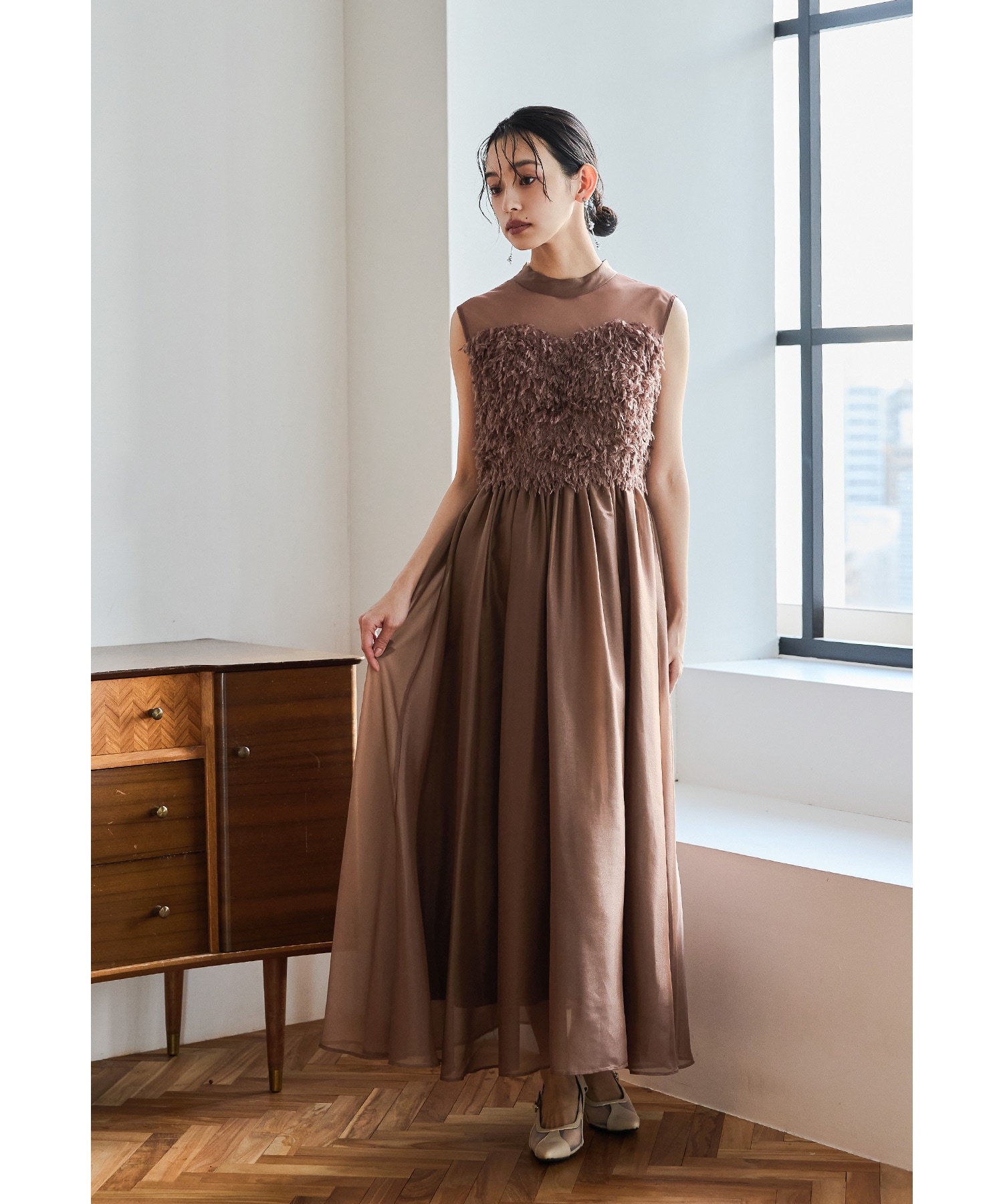 フリンジフェアリードレス パーティードレス 結婚式 フェザー シャギー バックリボン ノースリーブ 袖なし フレア 可愛い ガーリー お呼ばれ パーティー 二次会 披露宴 謝恩会 成人式 同窓会 15,466円