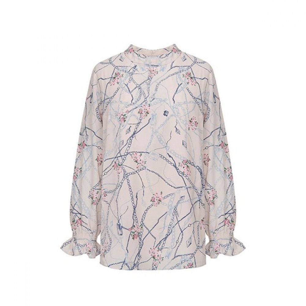 [クロコダイルレディ] ライトピンクフラワーチェーンポイントブラウスCLCSBL102