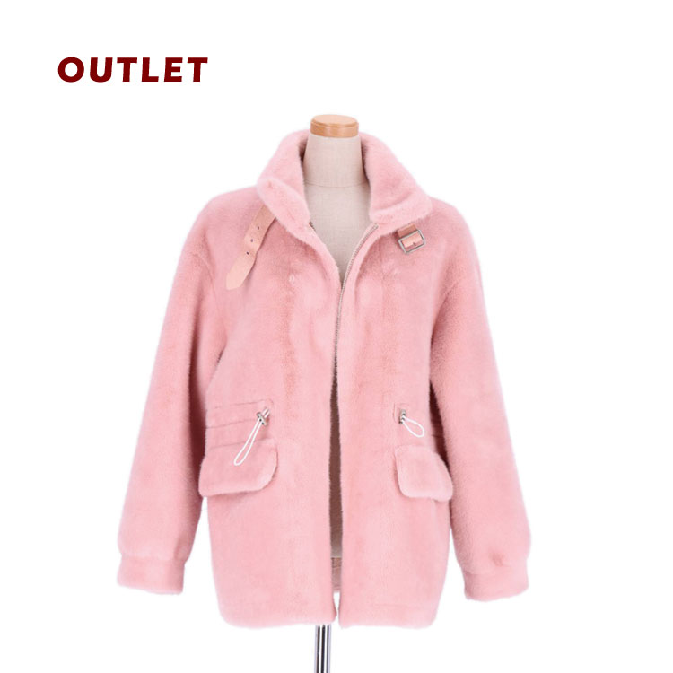 訳あり エコファー ジャケット スタンドカラー フェイクファー コート ピンク アウトレット レディース 送料無料 ギフト プレゼント 5,814円