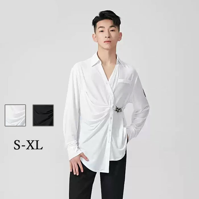 高品質保証社交ダンス衣装 トップス メンズ ラテン ラテンダンス用シャツ 男性用 ダンス衣装 ダンスウェア 練習着 ワルツ チャチャチャ ルンバ ラテン ラテンダンスシャツ ステージ 衣装 男性社交ダ