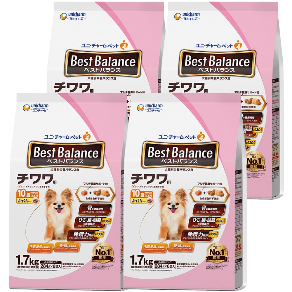 即日発送！ ベストバランス ドッグフード ソフト ふっくら仕立て チワワ用 シニア 10歳以上用 6.8ｋｇ(1.7kg×4) 国産 ユニチャーム[ケース品]