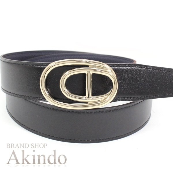 【新品】エルメス ベルト オデッセイ シェーヌダンクル 3cm 80cm メンズ 黒 ブラック ネイビー HERMES カーフ トゴ レザー メンズ ファッション 箱 HERMES おしゃれ