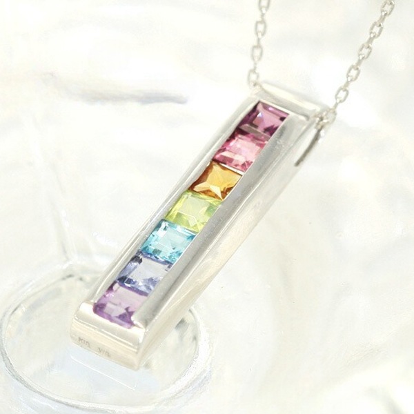 ロードライトガーネットピンクトルマリンシトリンペリドットブルートパーズタンザナイトアメジスト K10金 マルチカラーレインボーストーンバーネックレス 発送 27,742円