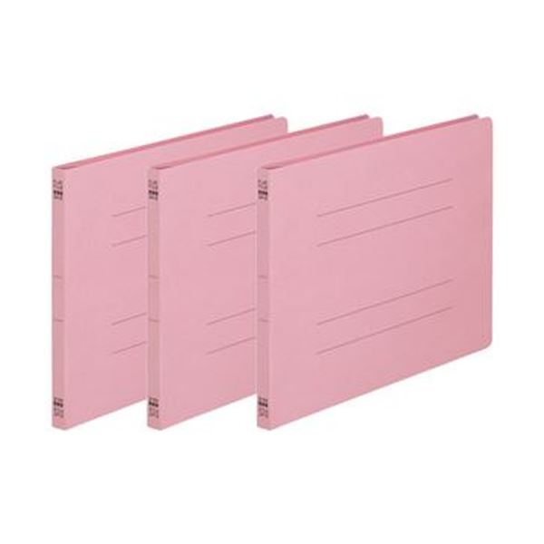 （まとめ）TANOSEE フラットファイル（ノンステープルタイプ）A4ヨコ 150枚収容 背幅18mm ピンク 1パック（3冊）50セット