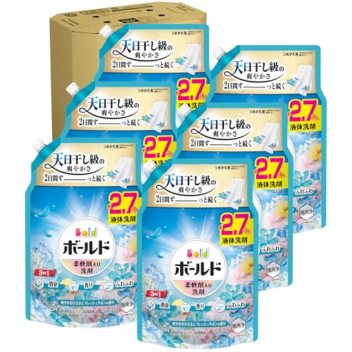 Bold ボールド 柔軟剤入り 洗濯洗剤 液体 爽やかおひさまとフレッシュサボンの香り 詰め替え 1950g×6袋 [大容量] [ケース品]