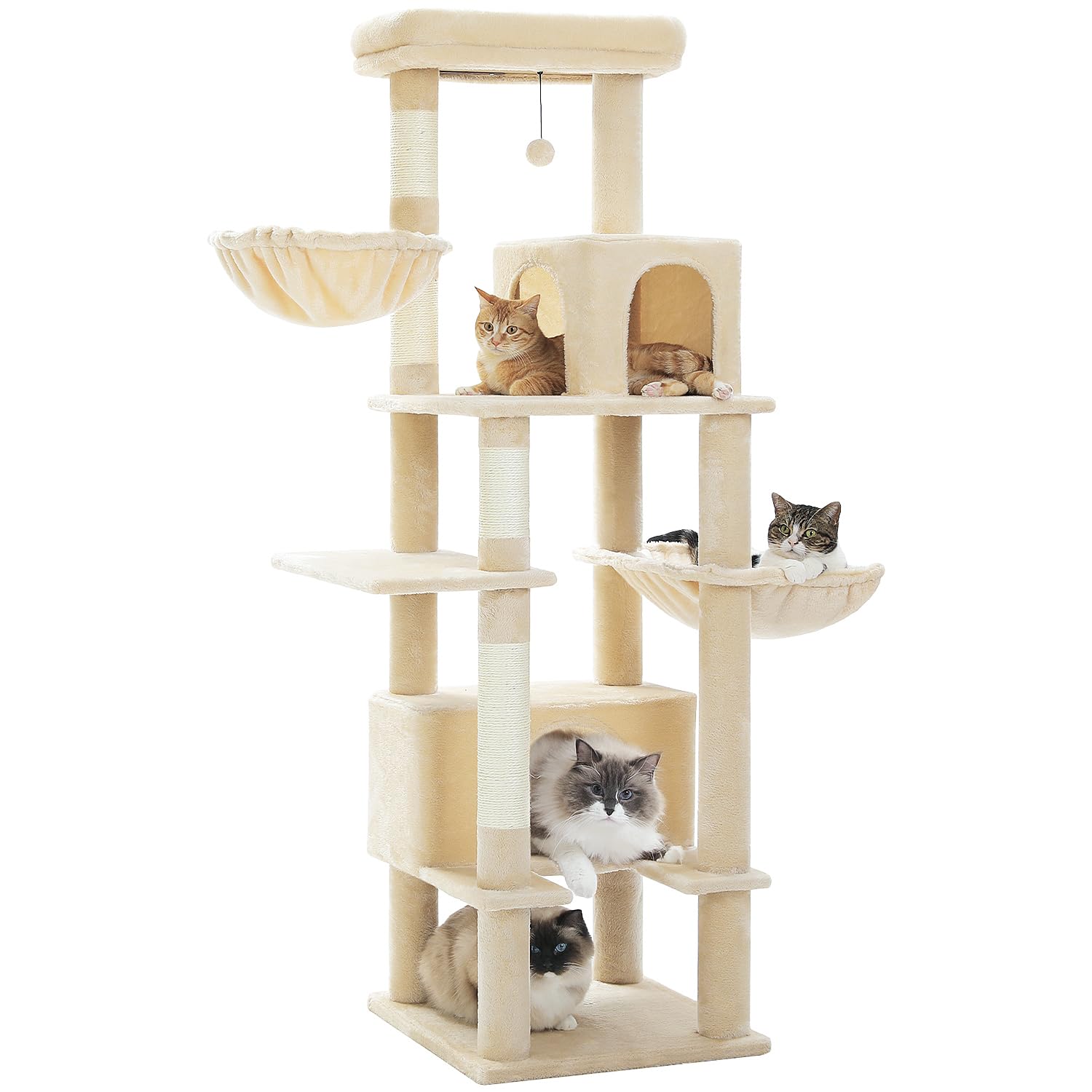 PAWZ Road キャットタワー 多頭飼い 大型猫用 スリム 猫タワー 大型 爪研ぎ 麻紐 ハンモック 据え置き 省スペース 人気 おしゃれ かわいい シンプル おもちゃ 運動不足 安定 頑丈 大型