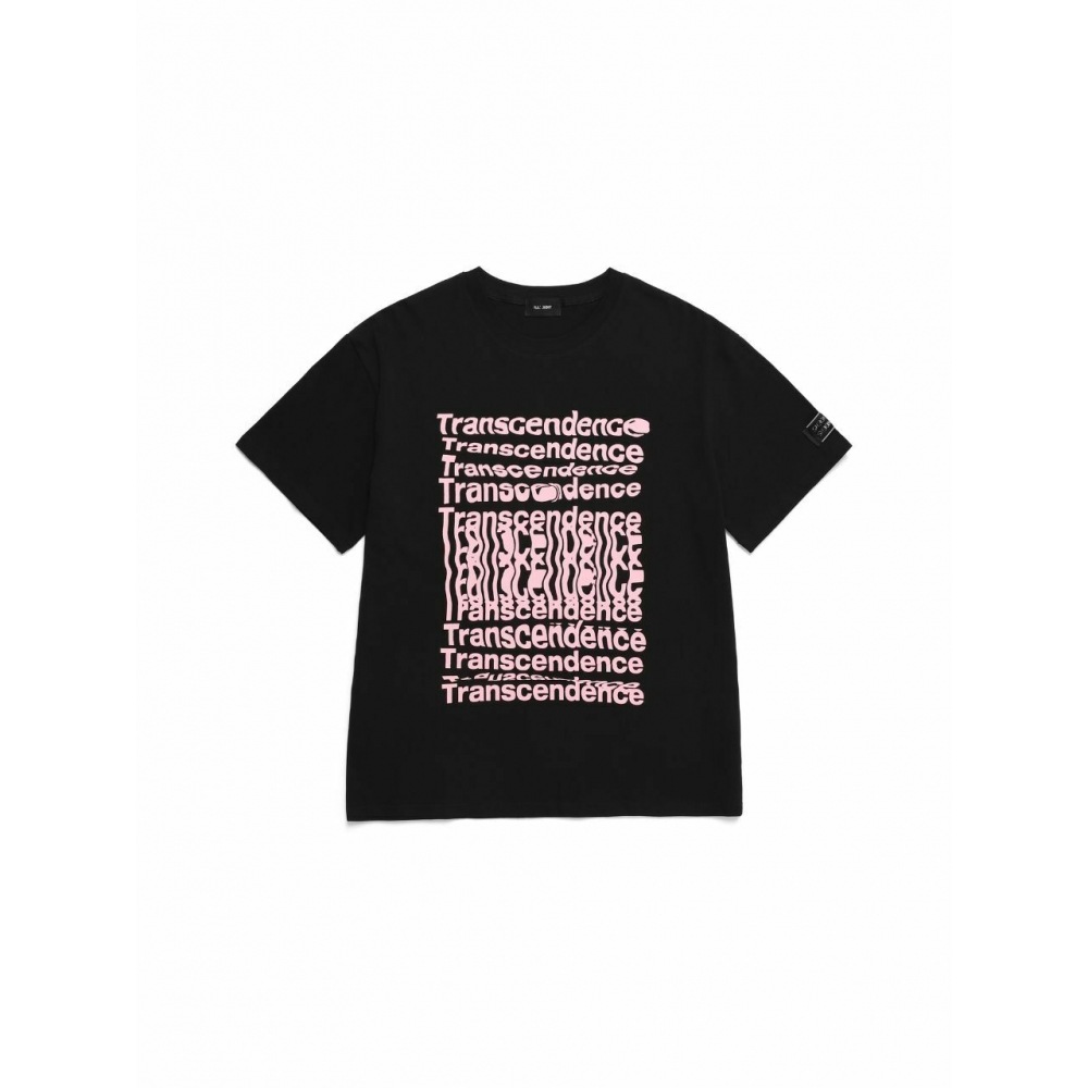 イルエディットトランセンテンス T シャツブラックピンクTシャツ