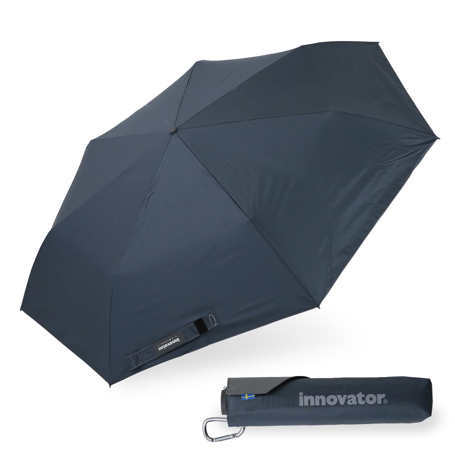 小川(Ogawa) 軽量ワイド折りたたみ傘 手開き 60cm innovator 晴雨兼用 UVカット率&遮光率99%以上 遮熱加工 はっ水 ネイビー 7本骨 カーボン骨 収納ケース付 18764