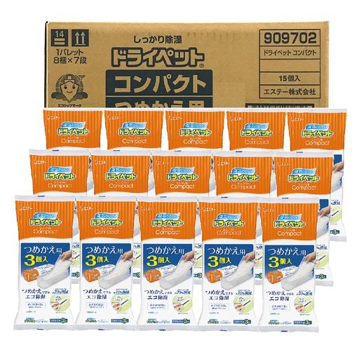 ドライペット 【ケース販売】コンパクト 除湿剤 詰め替えタイプ つめかえ用 3個入×15個パック どこでも用 湿気取り 4,864円