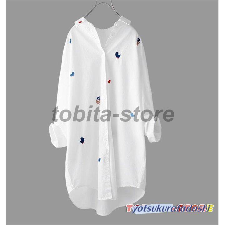 大きなプロモーション 数量限定 シャツ レディース 綿 チュニック ブラウス 刺繍 長袖 白シャツ カジュアル 秋 着痩せ トップス 春 早めに購入して早めに配送してもらいましょう