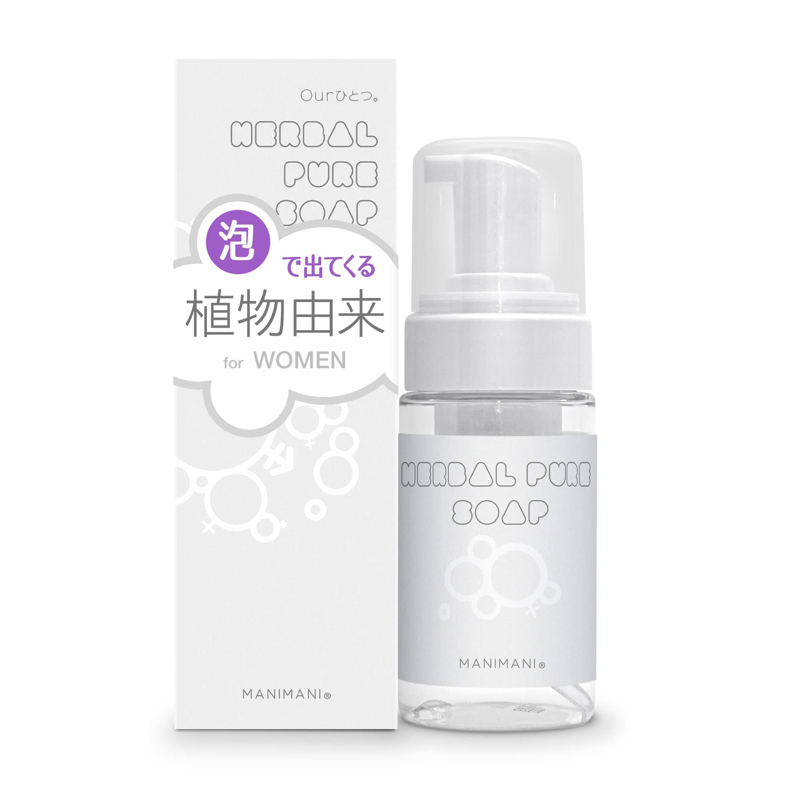 MANIMANI【女性用】生命工学博士が開発 泡で洗う デリケートゾーン 専用ソープ（低刺激タイプ） 植物由来 弱酸性 保湿 美容成分 for Woman 100mL 東京大学 大学院 化学生命工学博