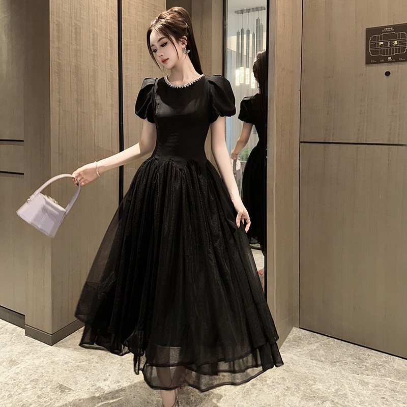 夏 ドレス 半袖 ブラックワンピース ロング丈 サマー 新作大きいサイズ ロングワンピース パーティードレス キャバドレス レディース 5,080円