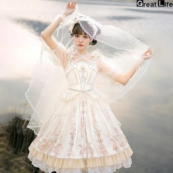 ロリータ ワンピース コスチューム メイド服 ゴスロリ ロリータワンピース 華やか メイド 豪華セット レディース 姫袖 姫ロリ 甘ロリ ゴシック ゴスロリ おと