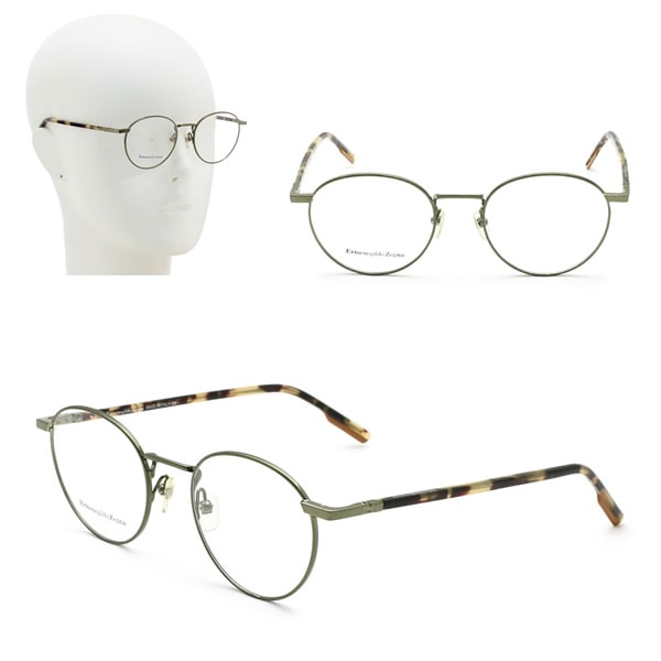フレームのみ EZ5138/V 098 50 Ermenegildo Zegna メガネ 眼鏡 グリーンガンメタル ベージュハバナ