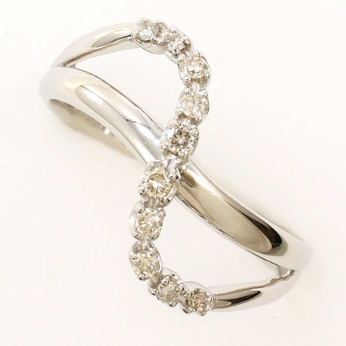 PT900 プラチナ リング・指輪 11号 ダイヤモンド 0.15ct 総重量約3.2g 中古