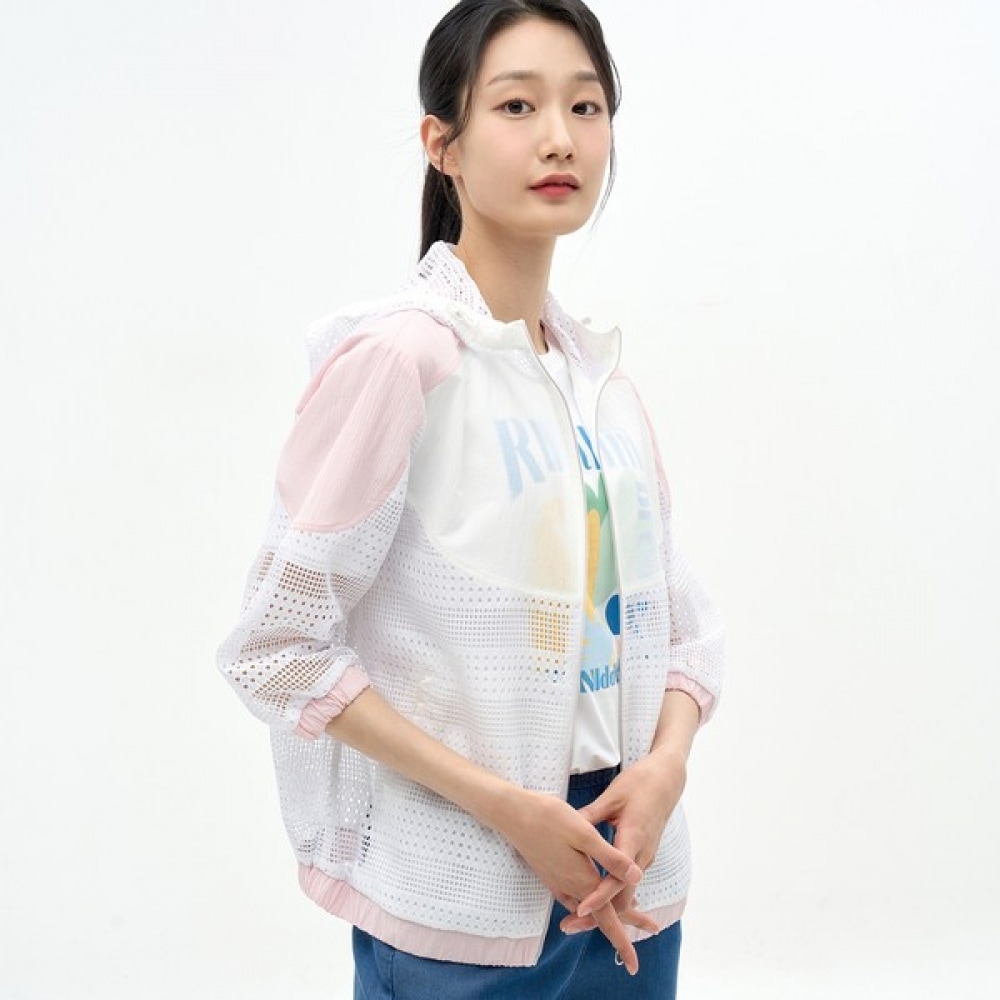 (ジーセン) ナイロンレースフード付きジップアップジャンパー LSJPN477_WH