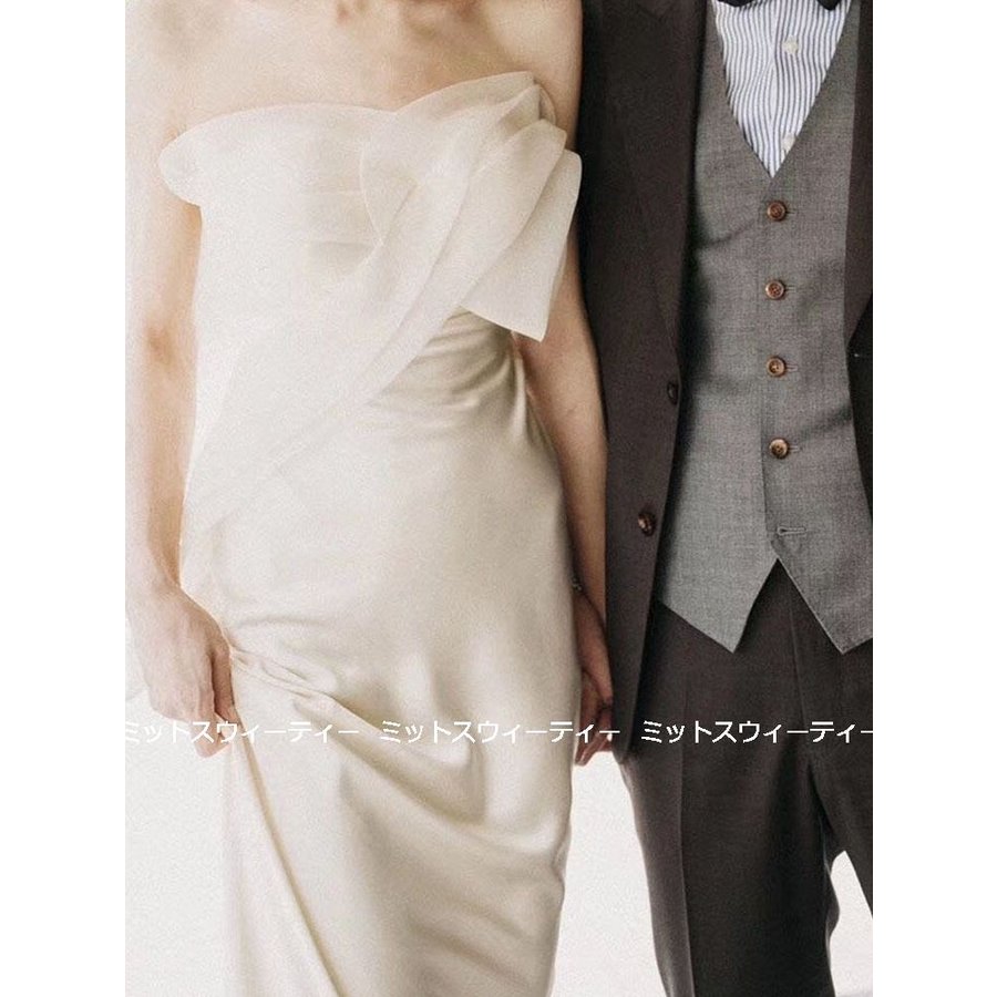 ウェディングドレス ロングドレス ビスチェ 結婚式 ウエディングドレス 二次会 花嫁 前撮り エレガント マーメイドラインドレス タイト フォトウェディング 14,544円