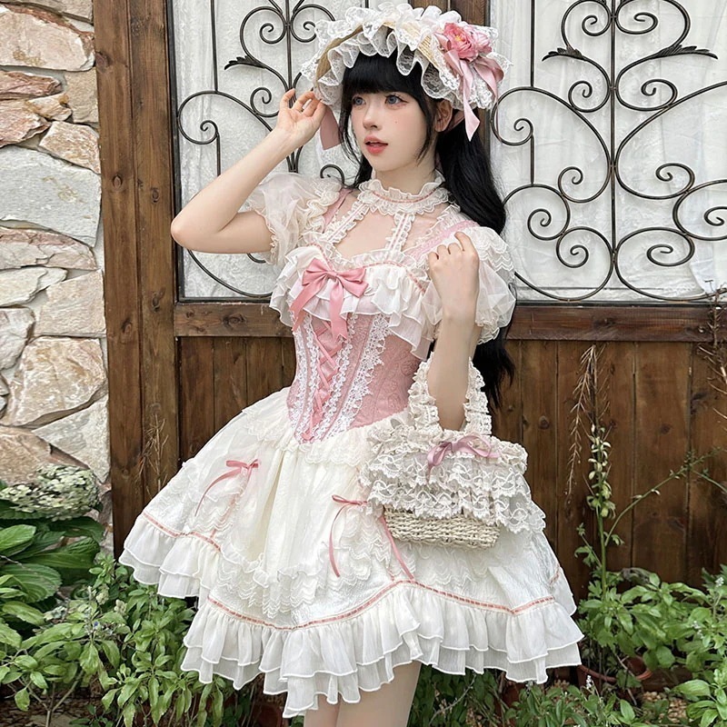 重工ライトロスイートドールロリータロリータピンクドレス