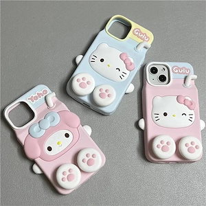 【2個買うと1個無料】サンリオクロミ Kt 猫シナモン犬ミルクボックス Iphone15promax14 携帯電話ケースに適しています 13 立体 14pro シリコンソフトシェル 12 落下防止保護