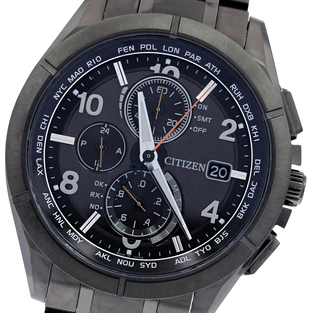 シチズン CITIZEN AT8166-59E アテッサ エコドライブ デイデイト ソーラー電波 メンズ 美品 箱保証書付き_829606【中古】