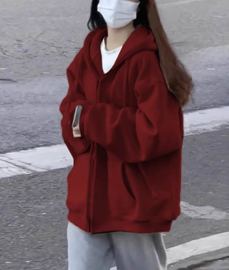 フード付き ジップアップ パーカー レディース トップス アウター 上着 丈長 長袖 ドロップショルダー フード ファスナー ポケット 前開き 薄手 スウェット かわいい 大人可愛い シンプル カジュ