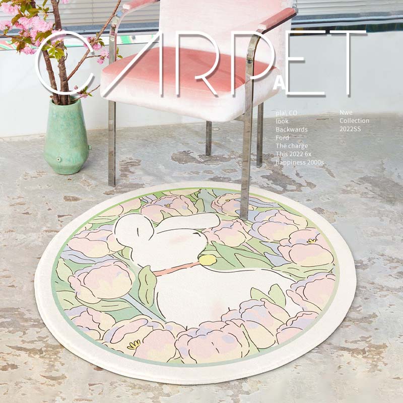 冬用ラグ 洗える 可愛いマット カーペット 北欧 円形 四季兼用 オールシーズン リビング 滑り止め付き シンプル おしゃれ 廊下 マット 秋冬 室内 60cm 80cm 100cm 120cm 14