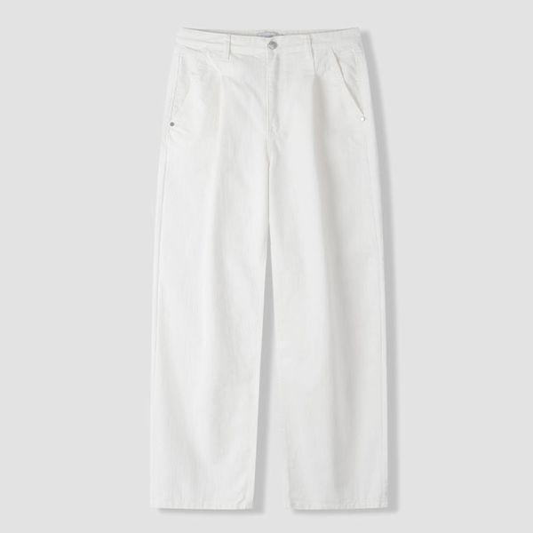 男性ピンタック ノンフェードステッチ ワイドデニムパンツ AS JES Q014 アイボリー_P422602255