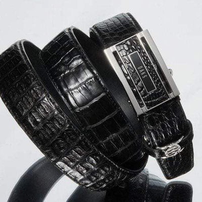 DBBE6E703BK [プレミアム][CAIMAN] ブラックプレミアムワニ革ロゴ自動ベルト 27,720円