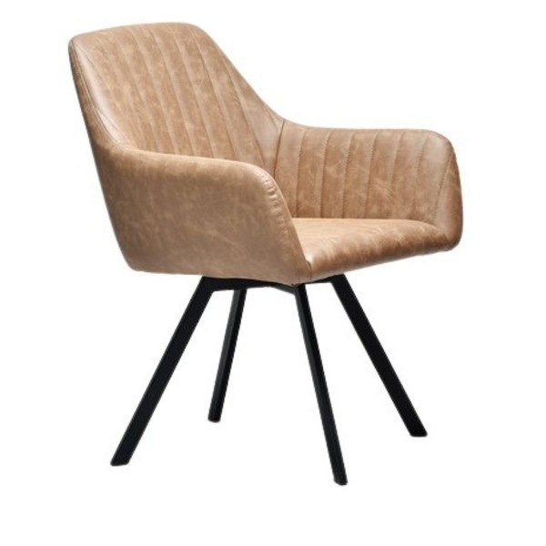 パーソナルチェア 約幅570mm カフェオレ PUレザー スチールパイプ 回転チェアー 組立品 リビング ダイニング インテリア家具