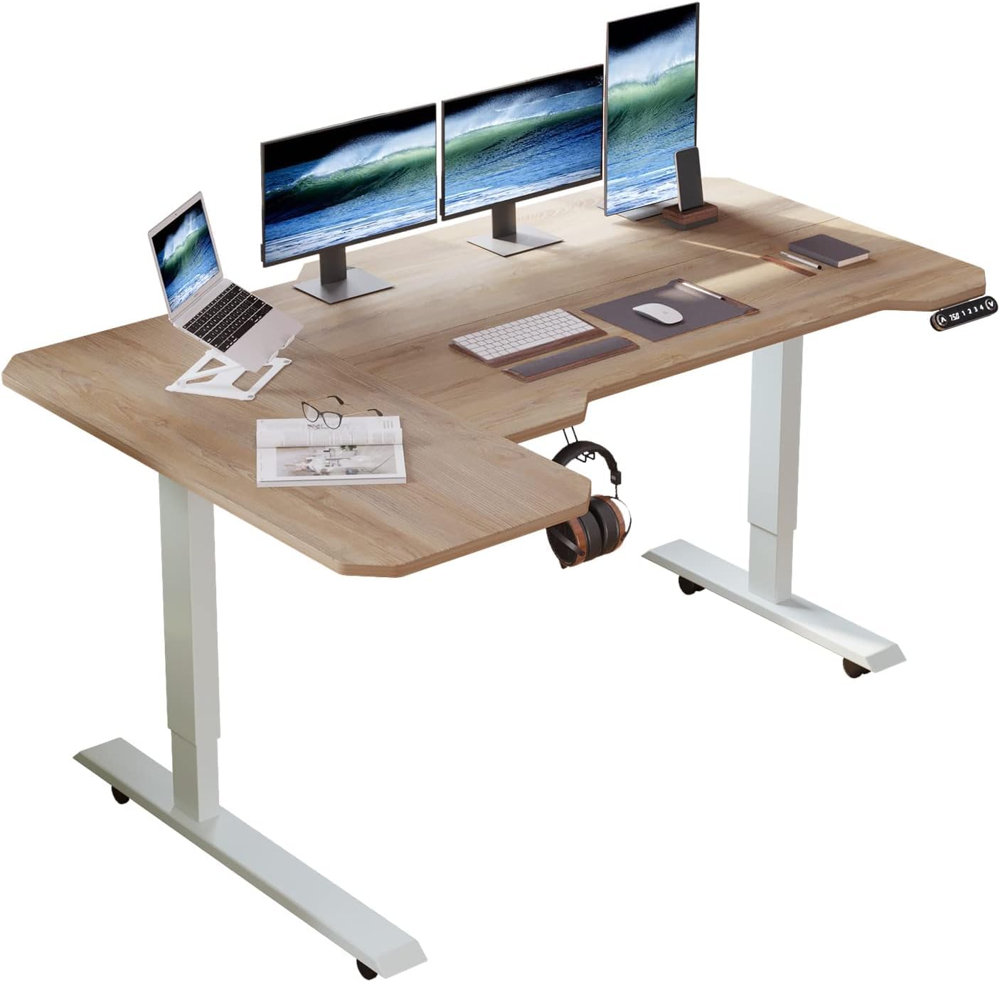 昇降式デスク パソコンラック 150*101cm 電動式テーブル スタンディングデスク オフィスワークテーブル 昇降式机 ゲーミングデスク 高さ 71-117CM 高さ調節可能 メ 30091