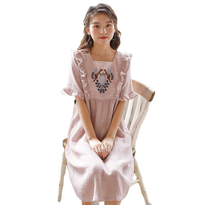 パジャマ レディース 可愛い ルームウェア 春夏 半袖 ワンピースドレスネグリジェ 部屋着 寝間着