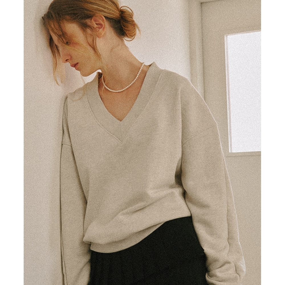 ロンロンVネックオーバーフィットスウェットシャツ オートミール