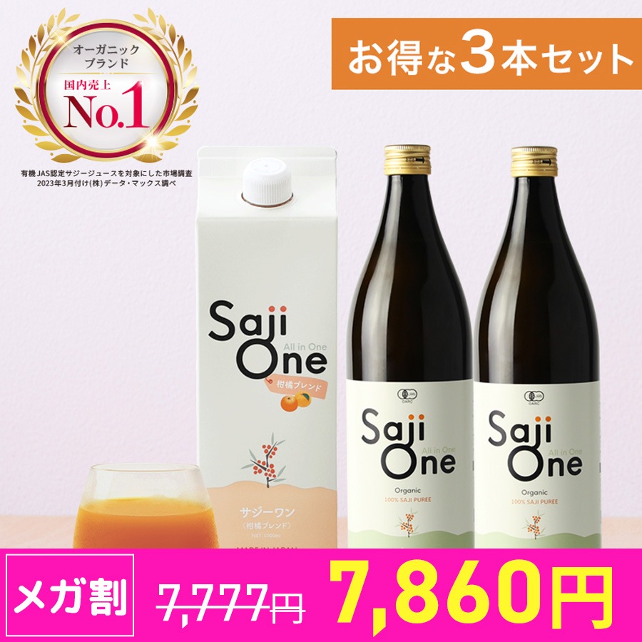 サジージュース SajiOneオーガニック 2本 柑橘ブレンド セット おまとめ 鉄分 ジュース ビタミン 栄養 美容
