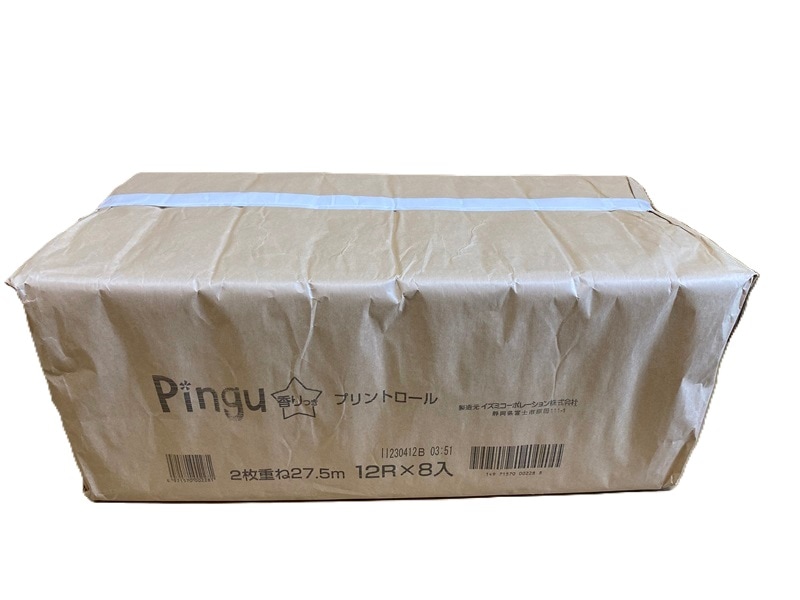 業務用／ピングー／お子さんに大人気　とっても可愛いトイレットペーパー　27.5ｍダブル巻/香り付　１２Ｒｘ８　９６個入　クラフト梱包