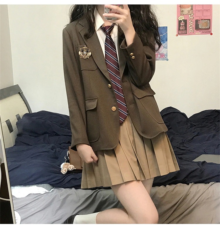 激安セール ミニスカート 学院風 バッジを送る jk制服 スーツ 春秋 スーツコート シャツ ネクタイ ギャザリング プリーツスカート デザインセンス