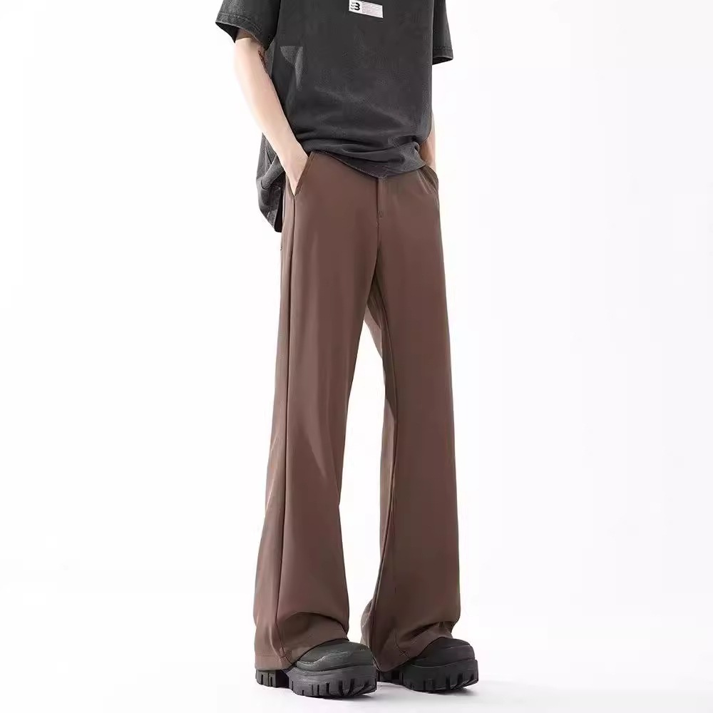 アメリカンスタイルブーツカットスーツパンツメンズトレンドブランドドレープワイドレッグスーツパンツカジュアルストレートロングパンツ