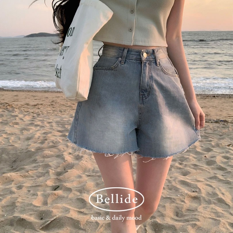 [BELLIDE MADE] Aラインビンテージデニムショートパンツ pt1409