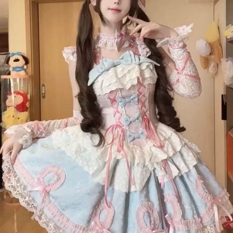 甘くてエレガントなかわいいドレスロリータjskドレス重工業ハイエンドパフロリータワンピースドレスドレス 10,310円