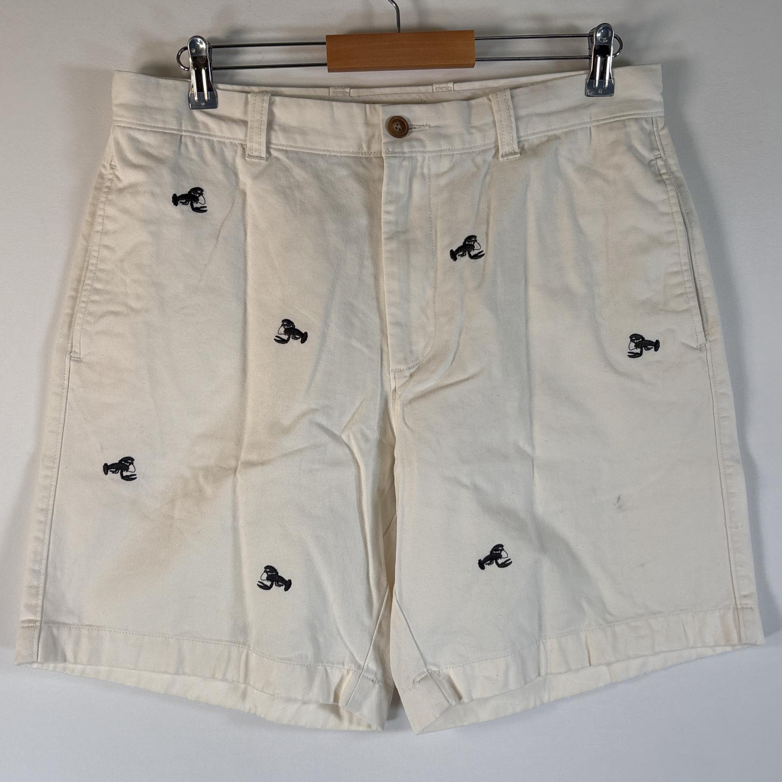古着 ショートパンツ 半ズボン 短パン ハーフパンツ ザリガニ ロブスター w34 ホワイト 総柄 メンズ