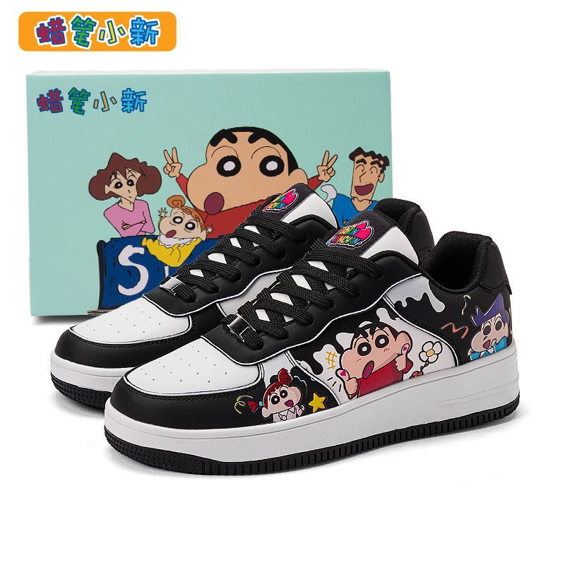 [限時優惠/最新デザイン]クレヨンしんちゃん個性落書きファッション靴白黒衝突色レジャー靴キャンパス学生カップル靴 4,949円