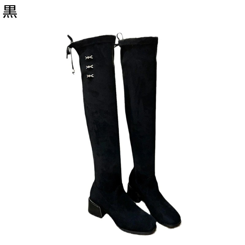 レディース スパンコール ストレッチ サイハイブーツ 裏ボア 秋冬 ニーハイブーツ スエード ラウンドトゥ ミドルヒール 粗いかかと 身長アップ 細見え ギャル 欧米風 夜店 日常 普段使い