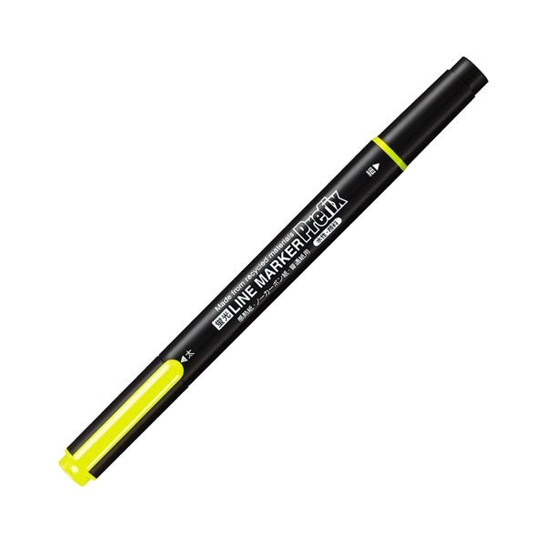 （まとめ） コクヨ蛍光OAマーカー（再生樹脂・ツイン） プリフィクス 中字+細字 黄 PM-L202Y 1セット（10本） (×5セット)