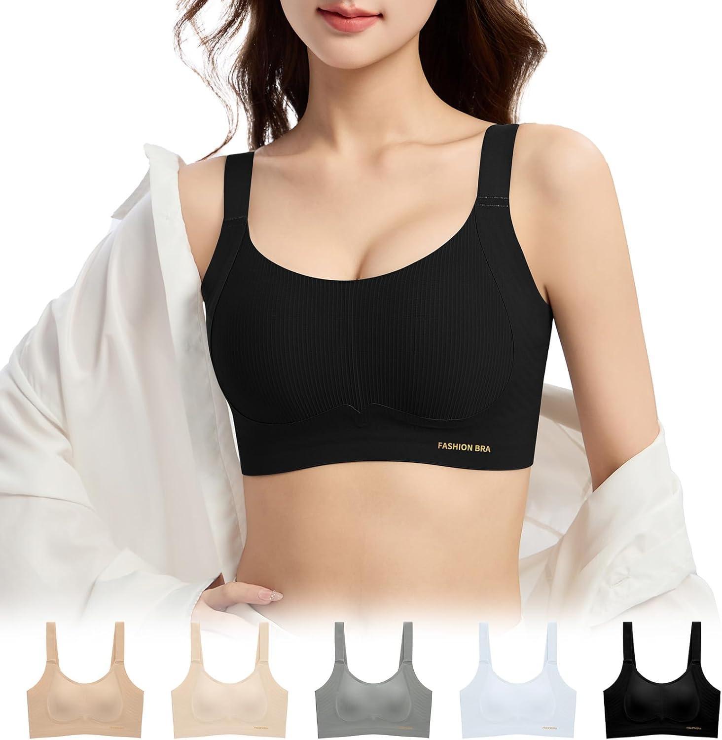 胸を小さく見せるブラ約2カップ激小・改良ウサギ耳パッド垂れた胸補正 脇高 安定感 揺れ軽減シームレス 柔らかい 通気性 ノーワイヤ 締付け感なし大きいサイズ 和装 上向き美姿勢