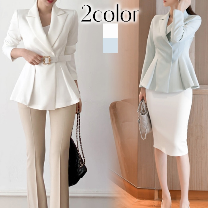 ジャケット レディース 秋冬 ペプラム ベルト付き 長袖 結婚式